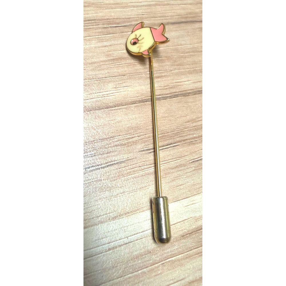 VinVintage Enamel Fish Stick Pin Gold Tone Lapel Hat Pin